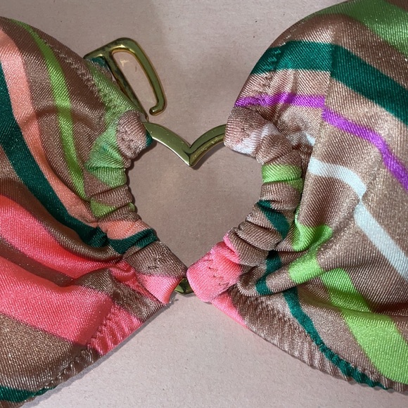 💖HP🌴HTF VS Tan, Colored-striped Bandeau Bikini👙 - Picture 3 of 8
